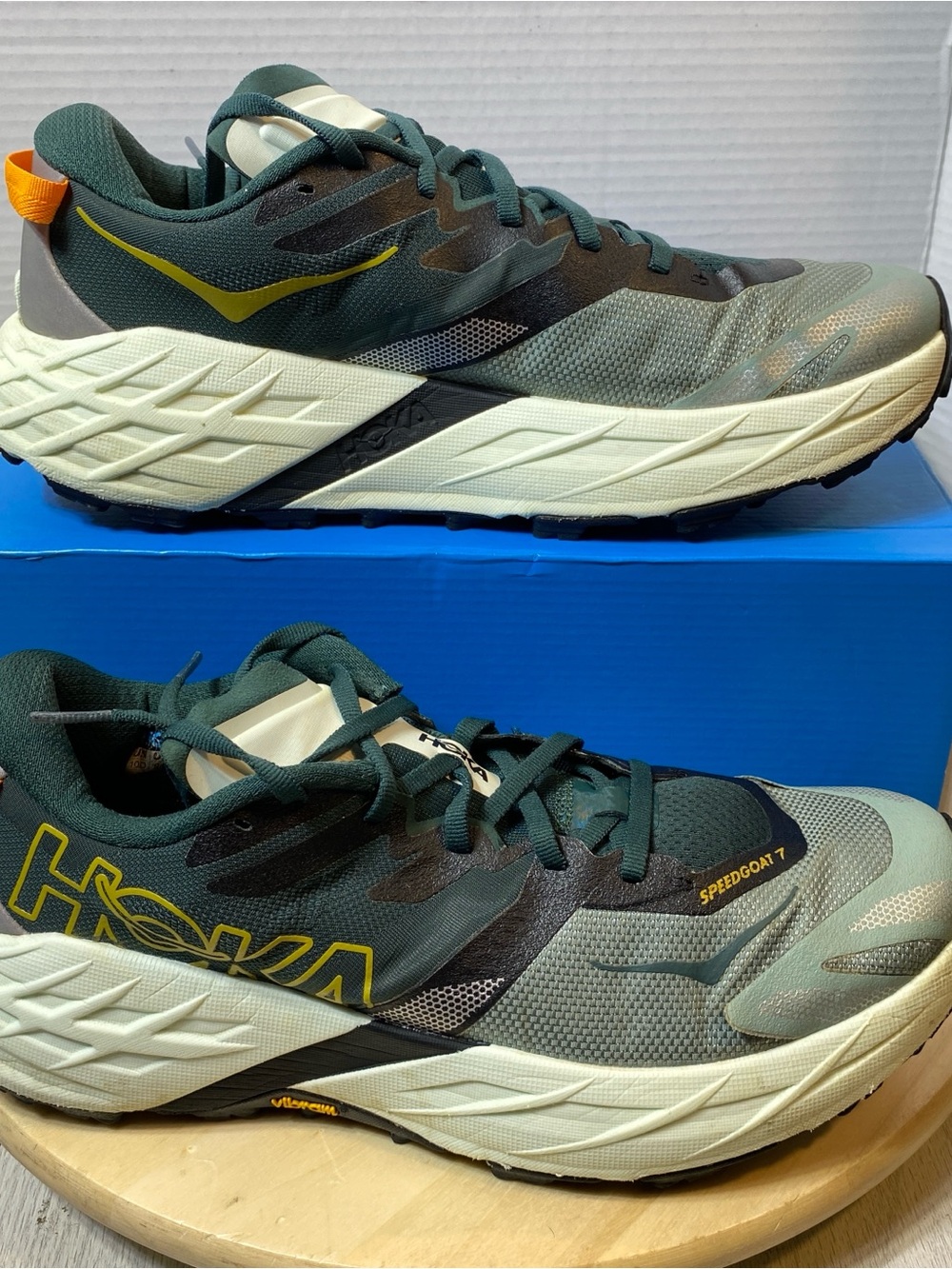 Hoka Speed GOAT 7 Trail Tuning Shoes  Men’s Size 10 Green Orange